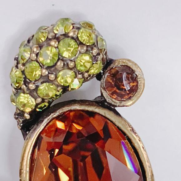 Signed Heidi Daus Swarovski Crystal Clip-On Earrings Topaz Cluster Rhinestones - Picture 7 of 13